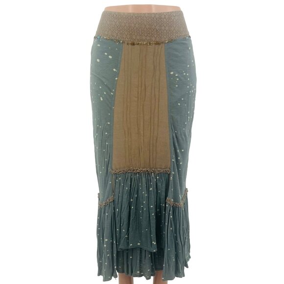Rare Vtg Free People Beaded Waist Maxi Skirt | Boho Cottagecore Y2K Coquette 4/S - Picture 13 of 16